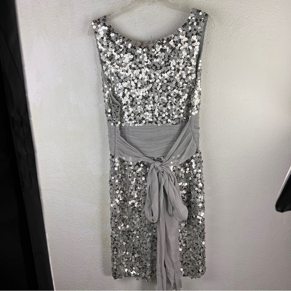 BCBGMAXAZRIA StunningSequined NWT Evening Dress. Size Large. Silk tie & waist - Picture 3 of 8
